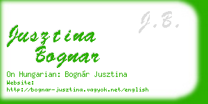 jusztina bognar business card